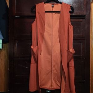 NWOT | SHEIN Open Placket Pocket Front Vest | Burnt Orange | XS